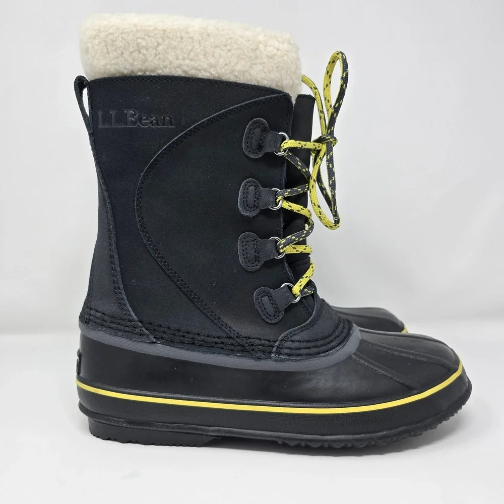 LL Bean Snow Boot Lace-Up Womens 8 Black Insulated Waterproof 284882 ONBJ1 04080